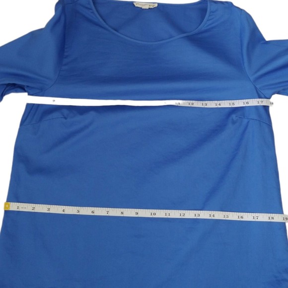 Jane and Delancey Blue Blouse Size Small Cotton 3/4 Bell Sleeve - Picture 10 of 12